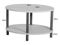 Mesa de centro oval 43 x 70 x 44 cm branca 03_0008835