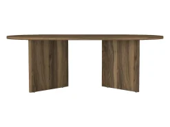 Mesa de centro oval de cor natural escura - TOPANIA