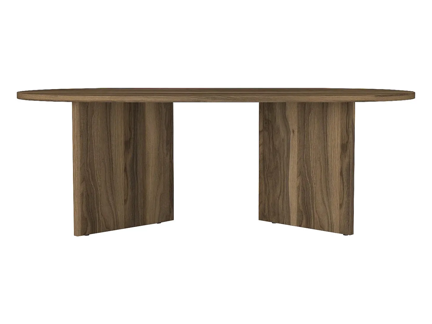 Mesa de centro oval de cor natural escura - TOPANIA