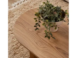 Mesa de centro oval design em madeira castanha 120cm com arrumação
