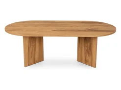Mesa de centro oval design em madeira castanha 120cm com arrumação