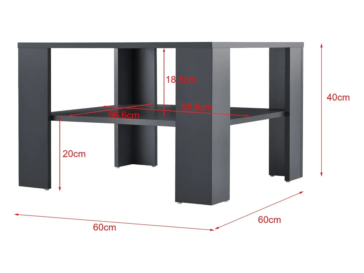 Mesa de centro para sala de estar 60 x 60 x 40 cm cinza escuro 03_0008434