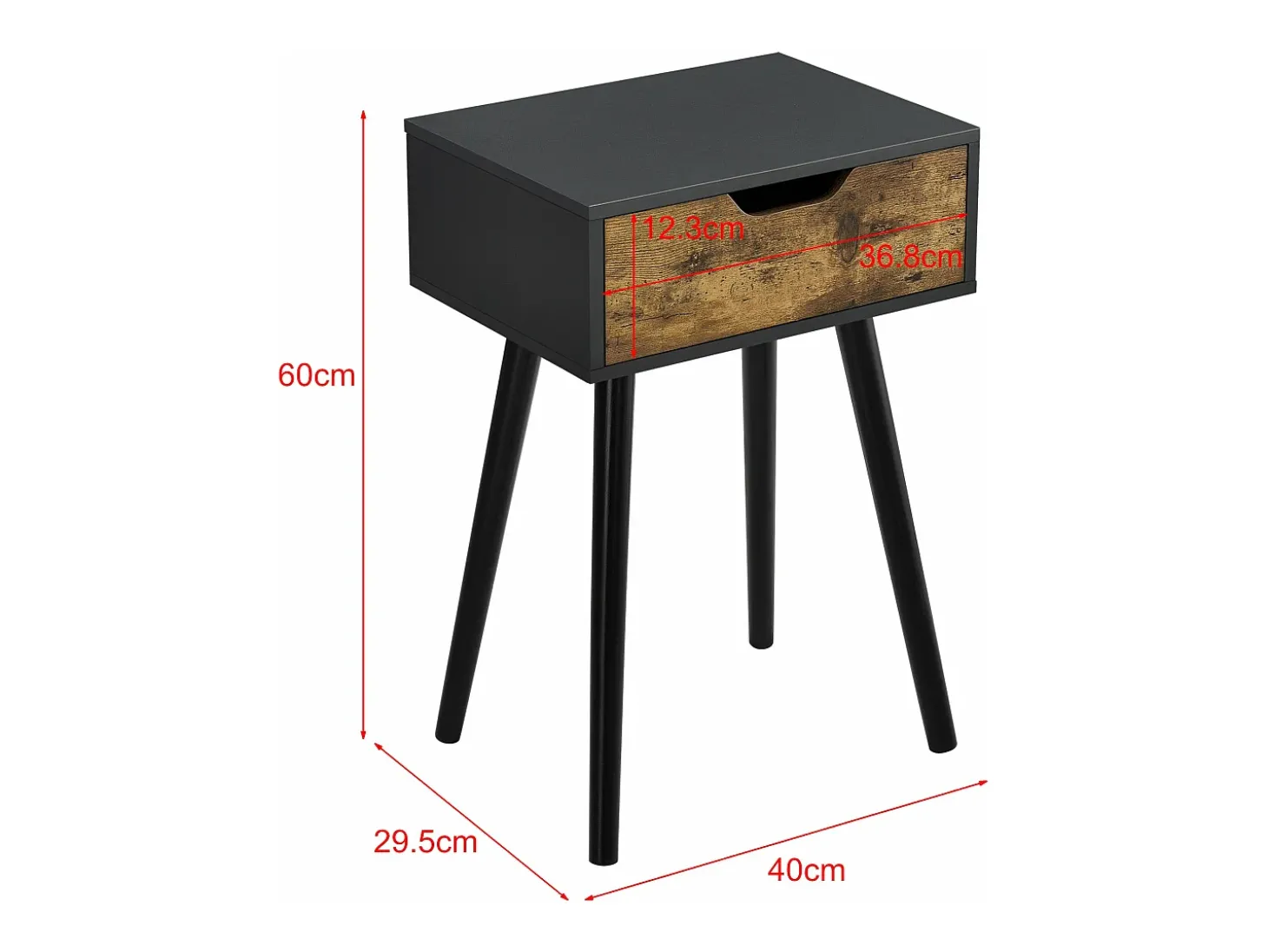 Mesa de centro para sala de estar com gaveteiro em PVC 60 cm preta 03_0006165