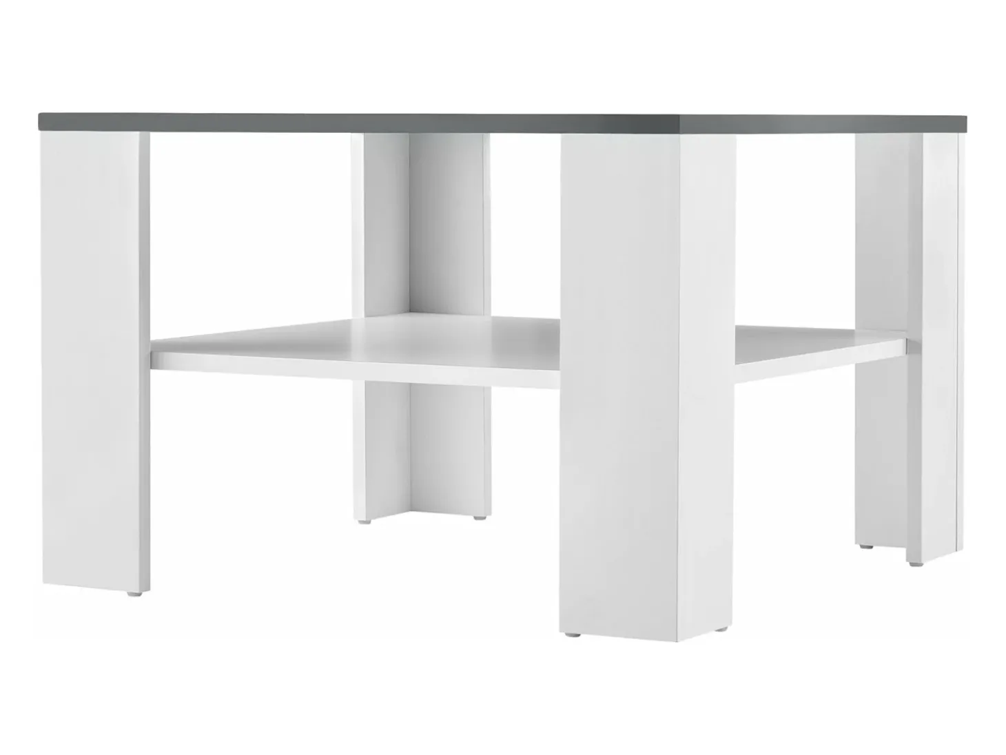 Mesa de centro para sala de estar 60 x 60 x 40 cm branca e cinza escuro 03_0008433