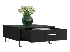 Mesa de centro Pequim com gaveta , 26.16 cm X 59.94 cm X 59.94 cm , Preto