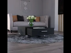 Mesa de centro Pequim com gaveta , 26.16 cm X 59.94 cm X 59.94 cm , Preto
