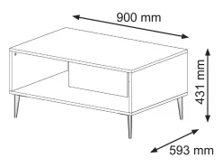 Mesa de centro Philaé preto 43cm