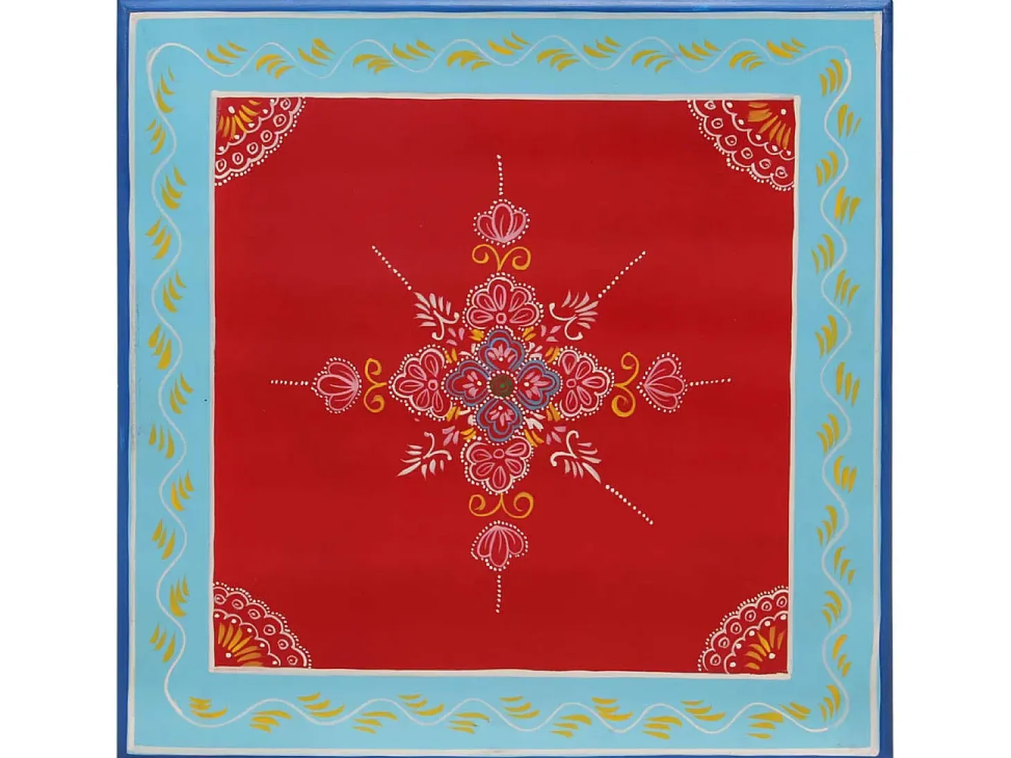 Mesa de centro pintada à mão mangueira maciça vermelho PT125199