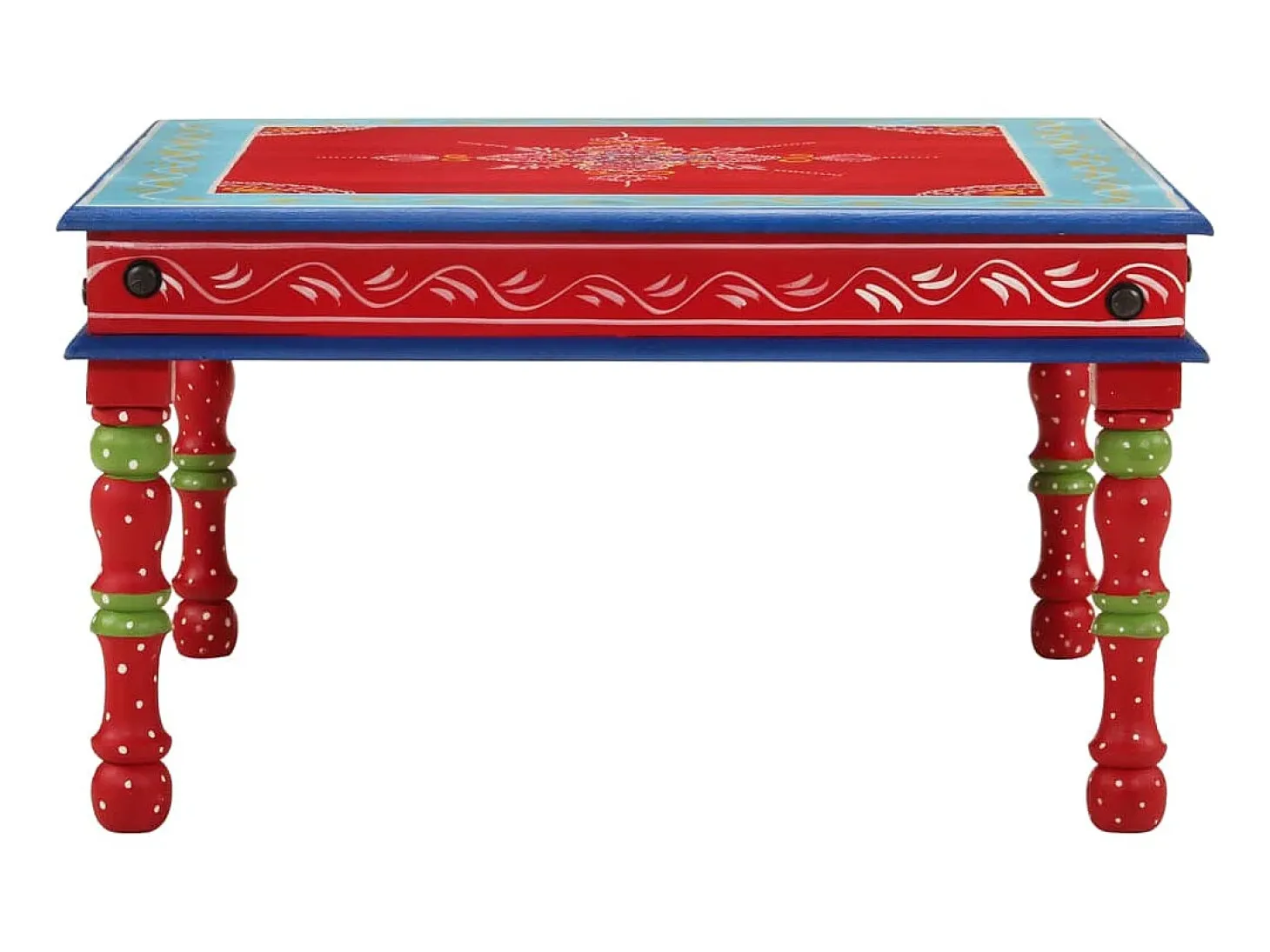 Mesa de centro pintada à mão mangueira maciça vermelho PT125199