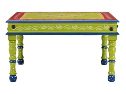 Mesa de centro pintada à mão mangueira maciça verde PT337372