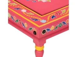 Mesa de centro pintada à mão mangueira maciça rosa
