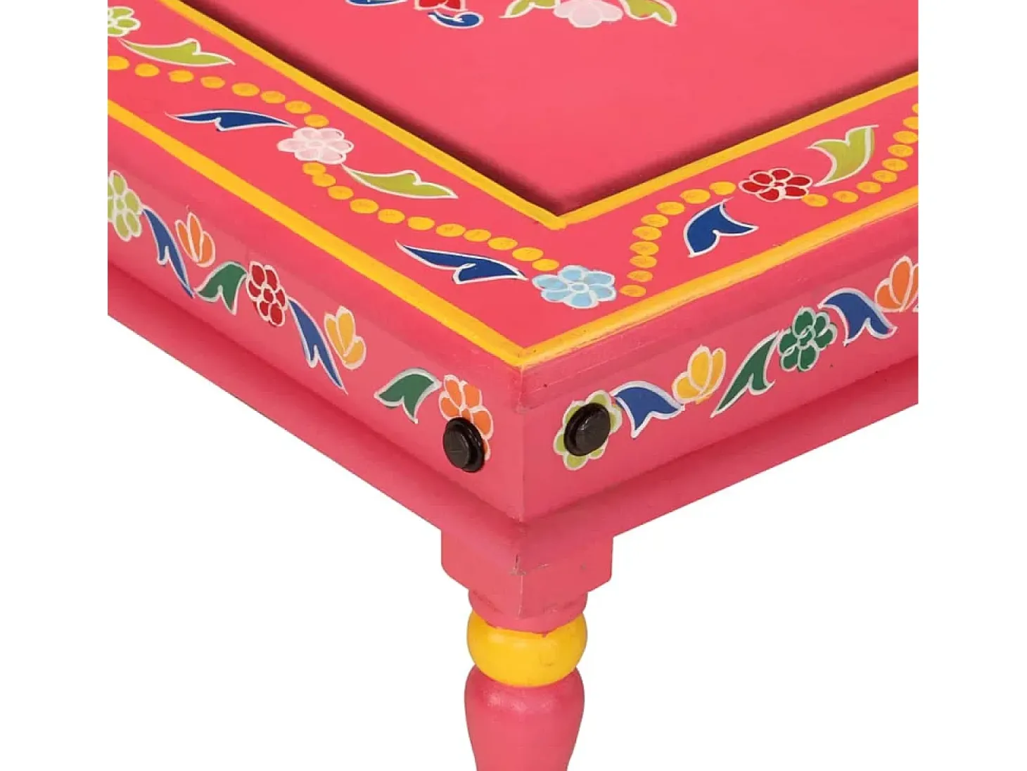 Mesa de centro pintada à mão mangueira maciça rosa
