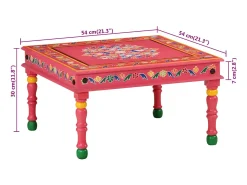 Mesa de centro pintada à mão mangueira maciça rosa
