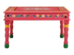 Mesa de centro pintada à mão mangueira maciça rosa PT282021