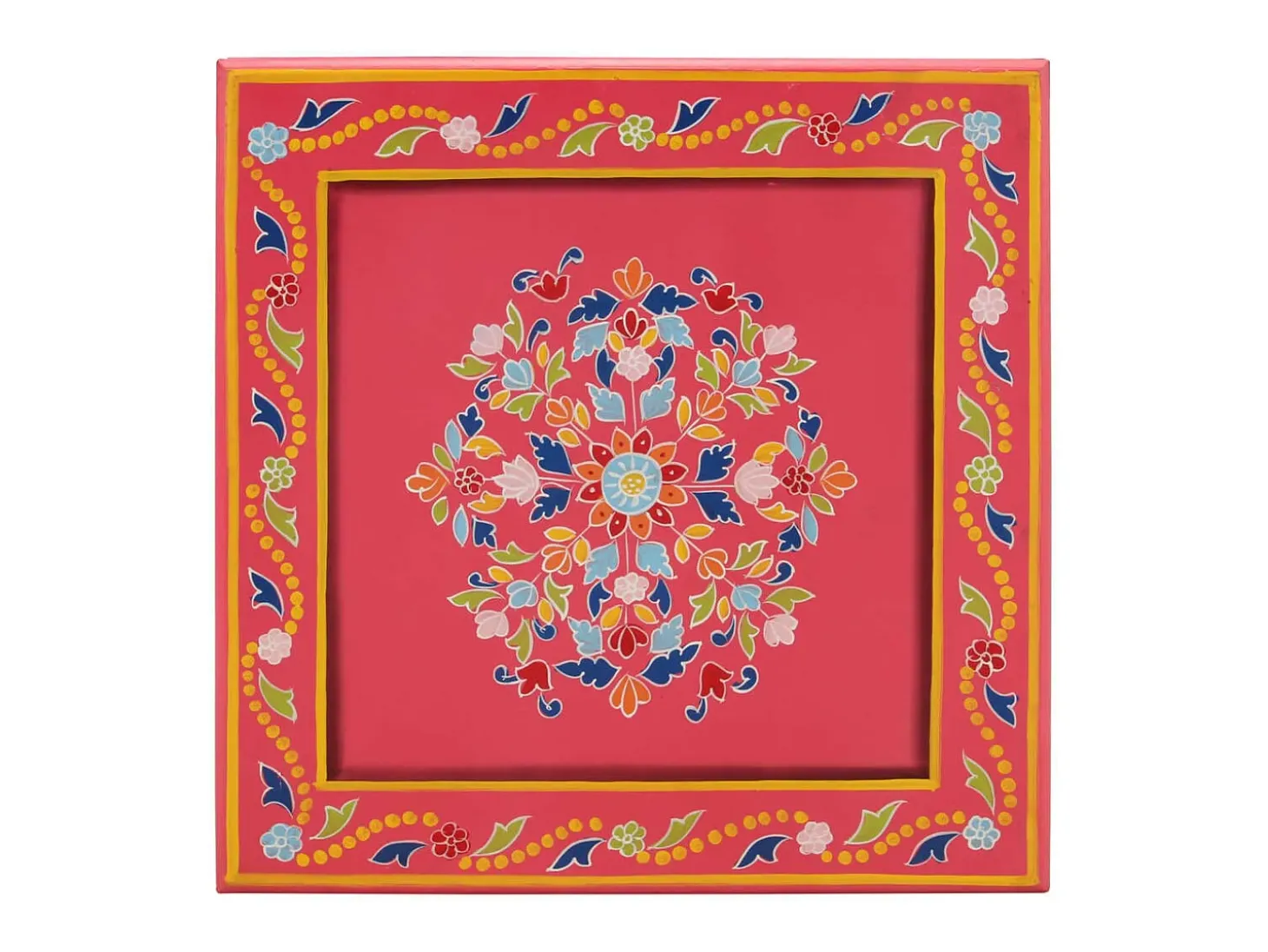 Mesa de centro pintada à mão mangueira maciça rosa PT282021