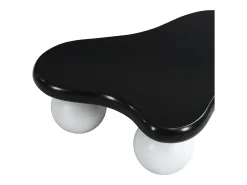 Mesa de centro preta - Mesa de centro com luzes LED e pés redondos brancos - design em forma de nuvem - para sala de estar e quarto de criança