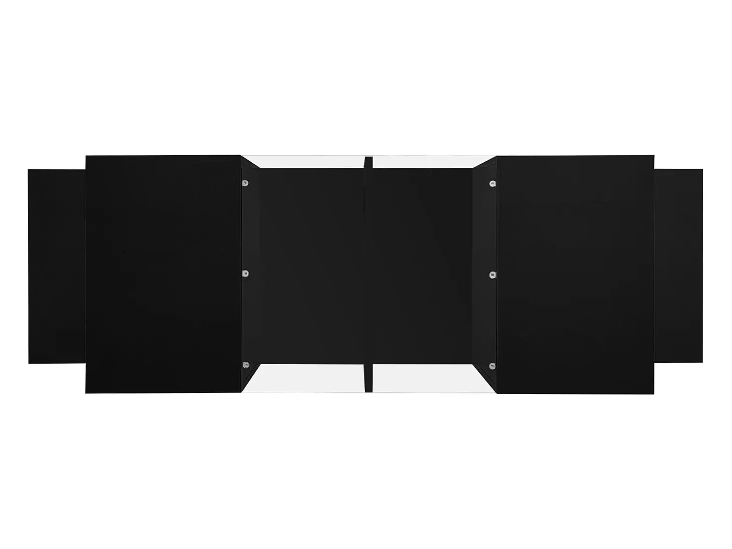 Mesa de centro preta com iluminação LED e espaço de arrumação - Tampo brilhante e painel central em vidro
