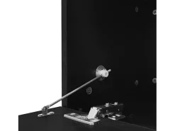 Mesa de centro preta com iluminação LED e espaço de arrumação - Tampo brilhante e painel central em vidro