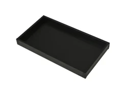 Mesa de centro preta com 2 gavetas, iluminação LED e tampo amovível 90x45x35,5cm