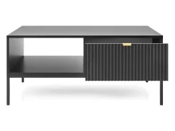 Mesa de centro: preta, preta, 104 x 46 x 68 cm, puxadores dourados