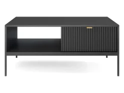 Mesa de centro: preta, preta, 104 x 46 x 68 cm, puxadores dourados