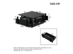 Mesa de centro quadrada brilhante 70x70x35 cm - con 2 gavetas - iluminação LED e prateleira de acrílico - painéis de partículas - preto