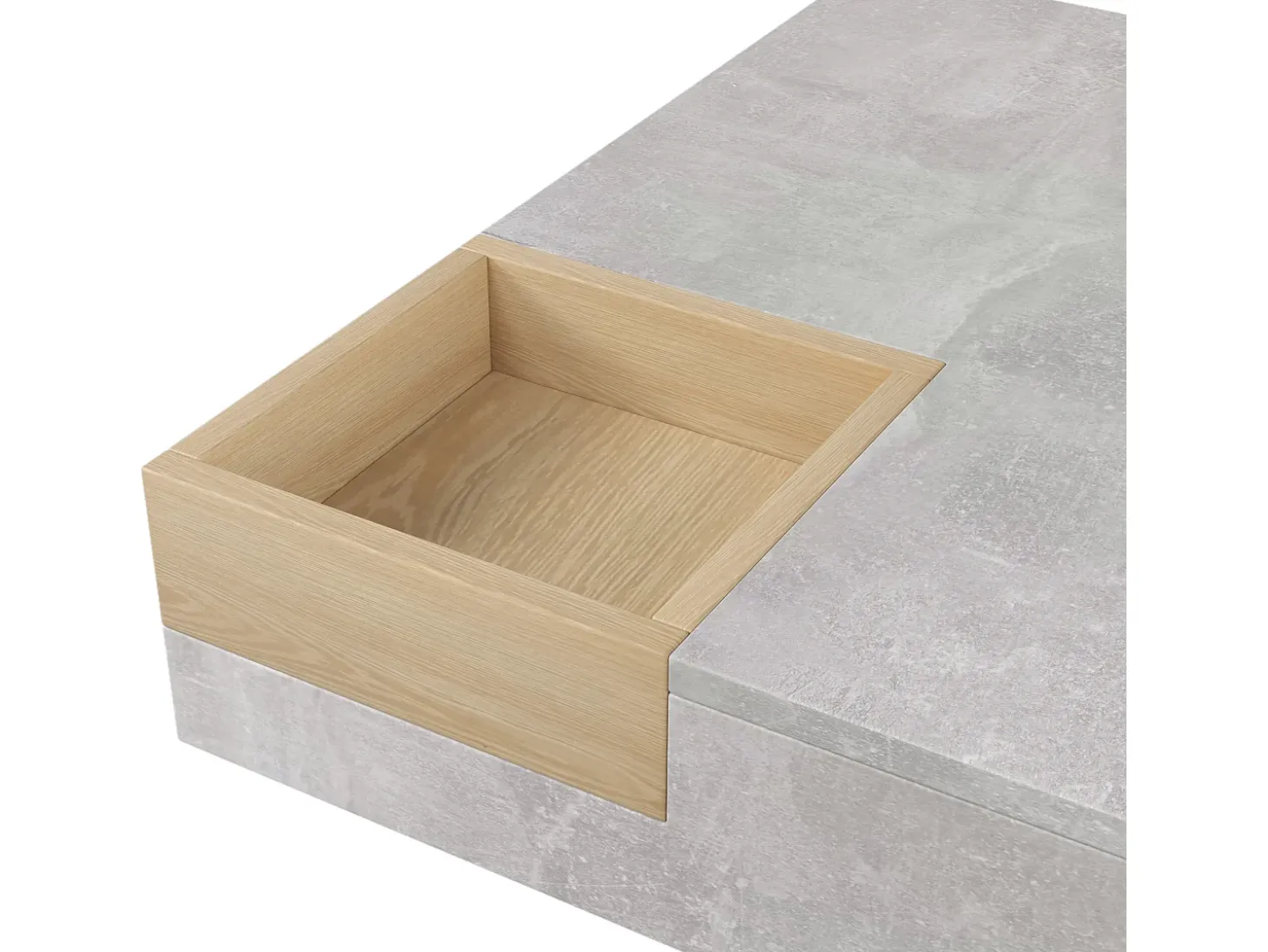 Mesa de centro quadrada com caixa de arrumação amovível - Cinza claro
