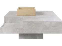 Mesa de centro quadrada com caixa de arrumação amovível - Cinza claro