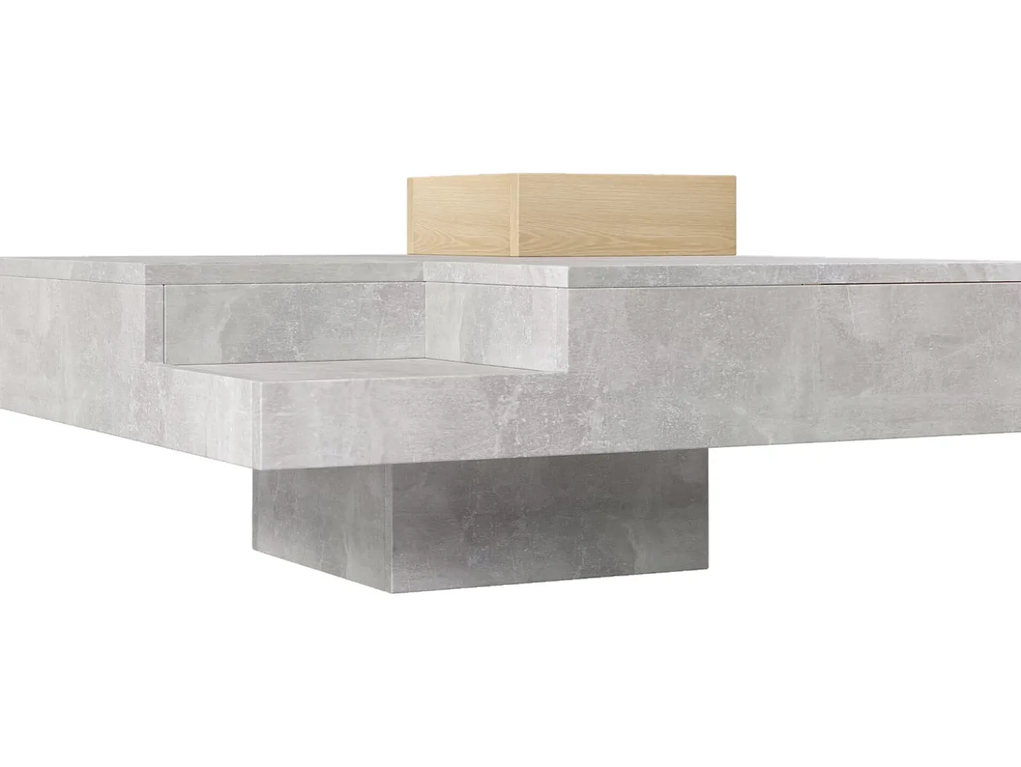 Mesa de centro quadrada com caixa de arrumação amovível - Cinza claro