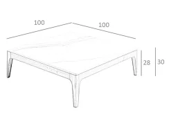 Mesa de centro quadrada em porcelana, mármore e nogueira 2042 ANGEL CERDA