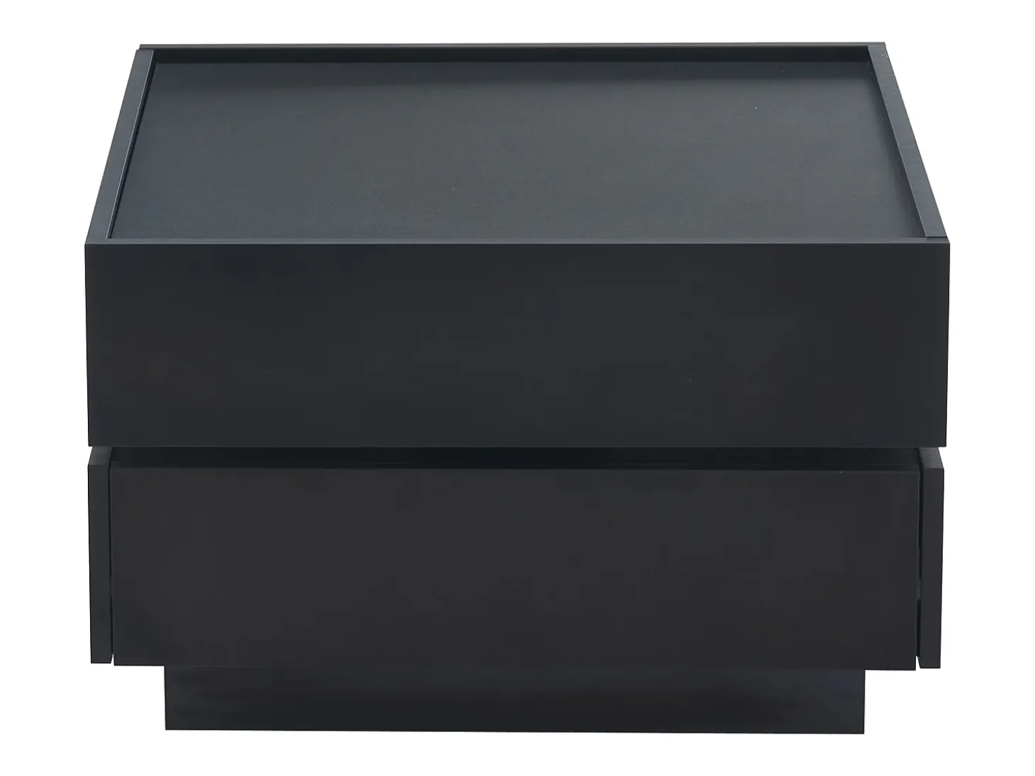 Mesa de centro quadrada giratória com 2 gavetas, preta