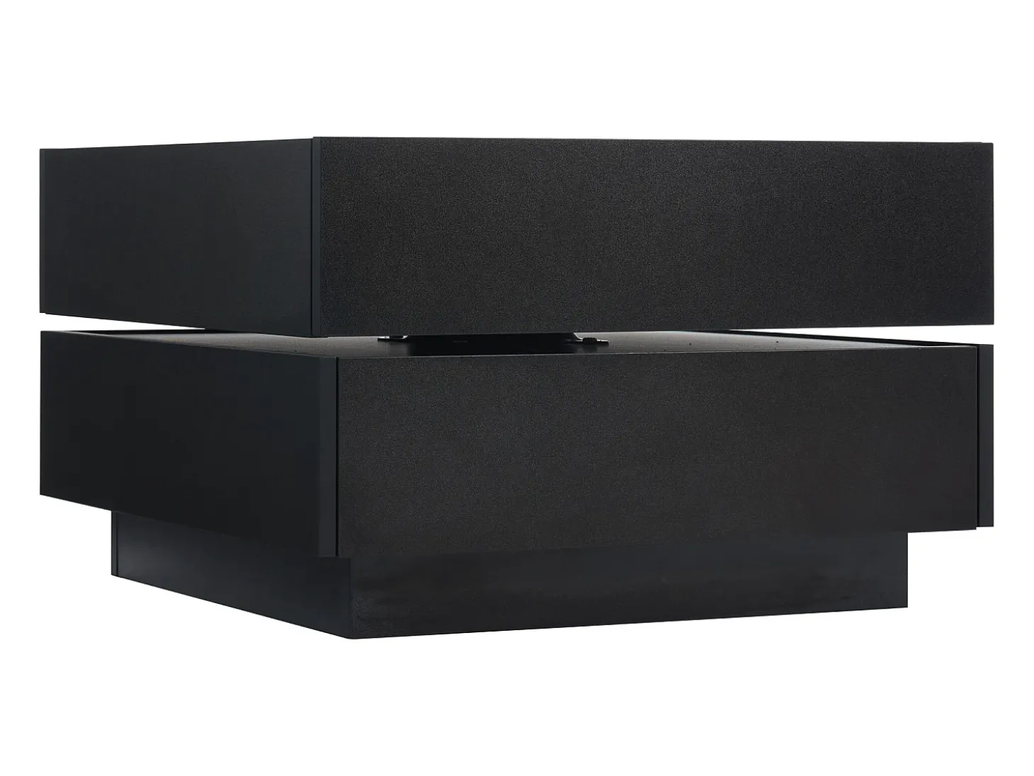 Mesa de centro quadrada giratória com 2 gavetas, preta