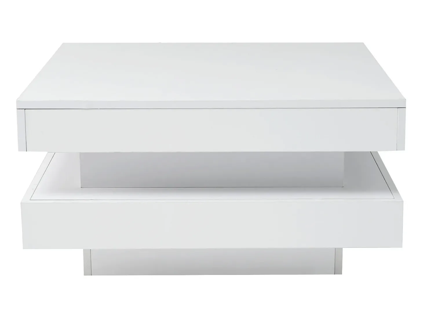 Mesa de centro quadrada iluminada 70x70 cm, iluminação LED Bluetooth, design futurista, lacada a branco