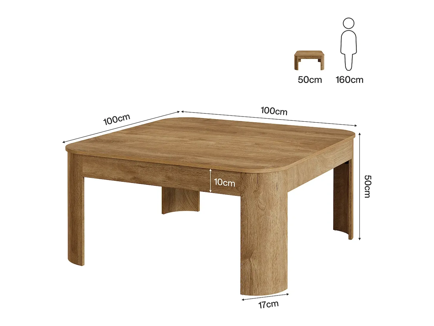 Mesa de Centro Quadrada, Mesa Simples de 100cm para Sala de Estar