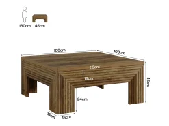 Mesa de Centro Quadrada para Sala de Estar, Mesa Central Grande de 100cm