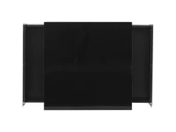 Mesa de centro quadrada 70x70x41cm com 2 gavetas e LED, corpo em laca preta brilhante