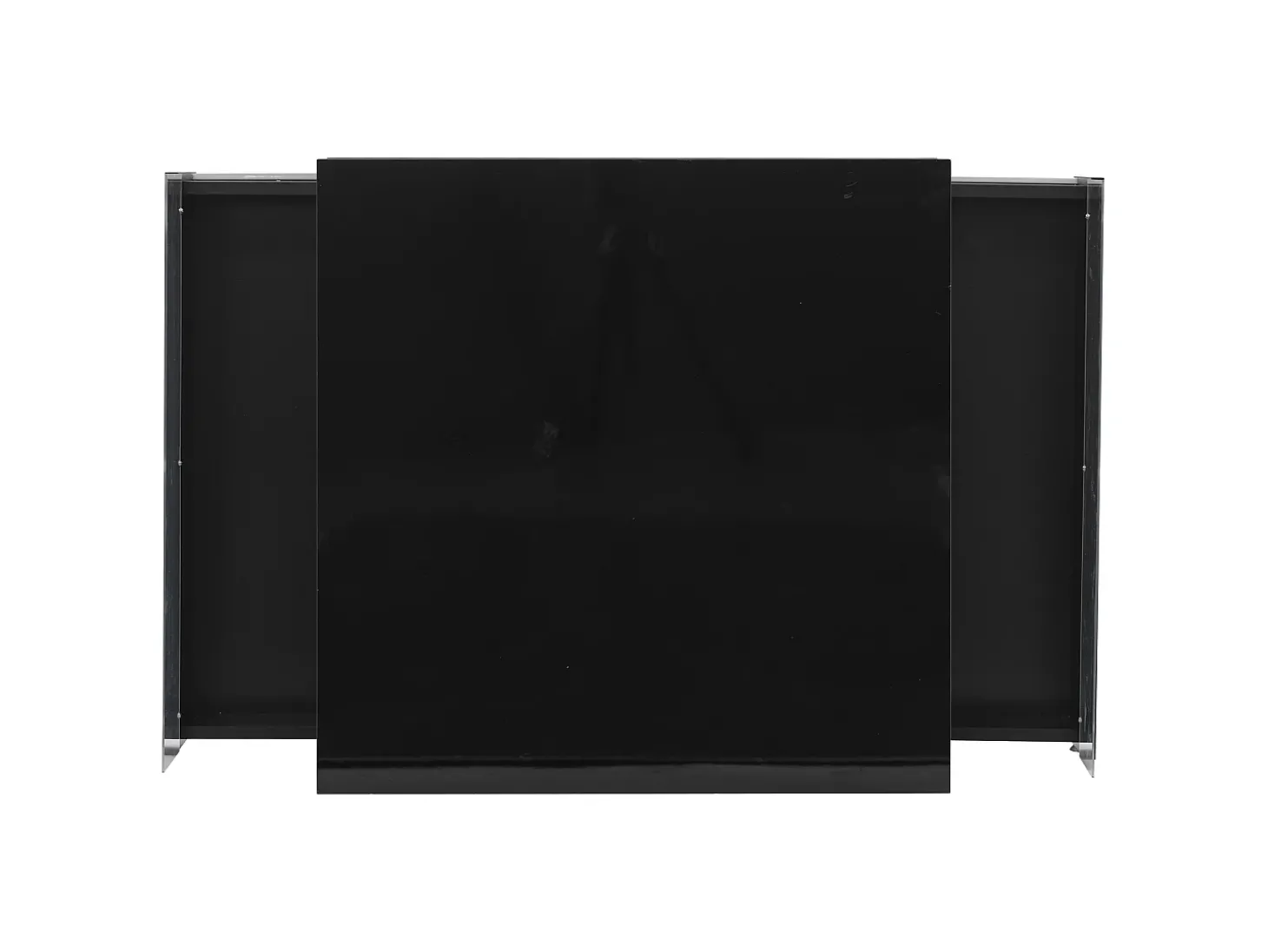 Mesa de centro quadrada 70x70x41cm com 2 gavetas e LED, corpo em laca preta brilhante
