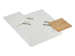 Mesa de centro quadrada 75x75x33,5cm - com 4 gavetas - Branco