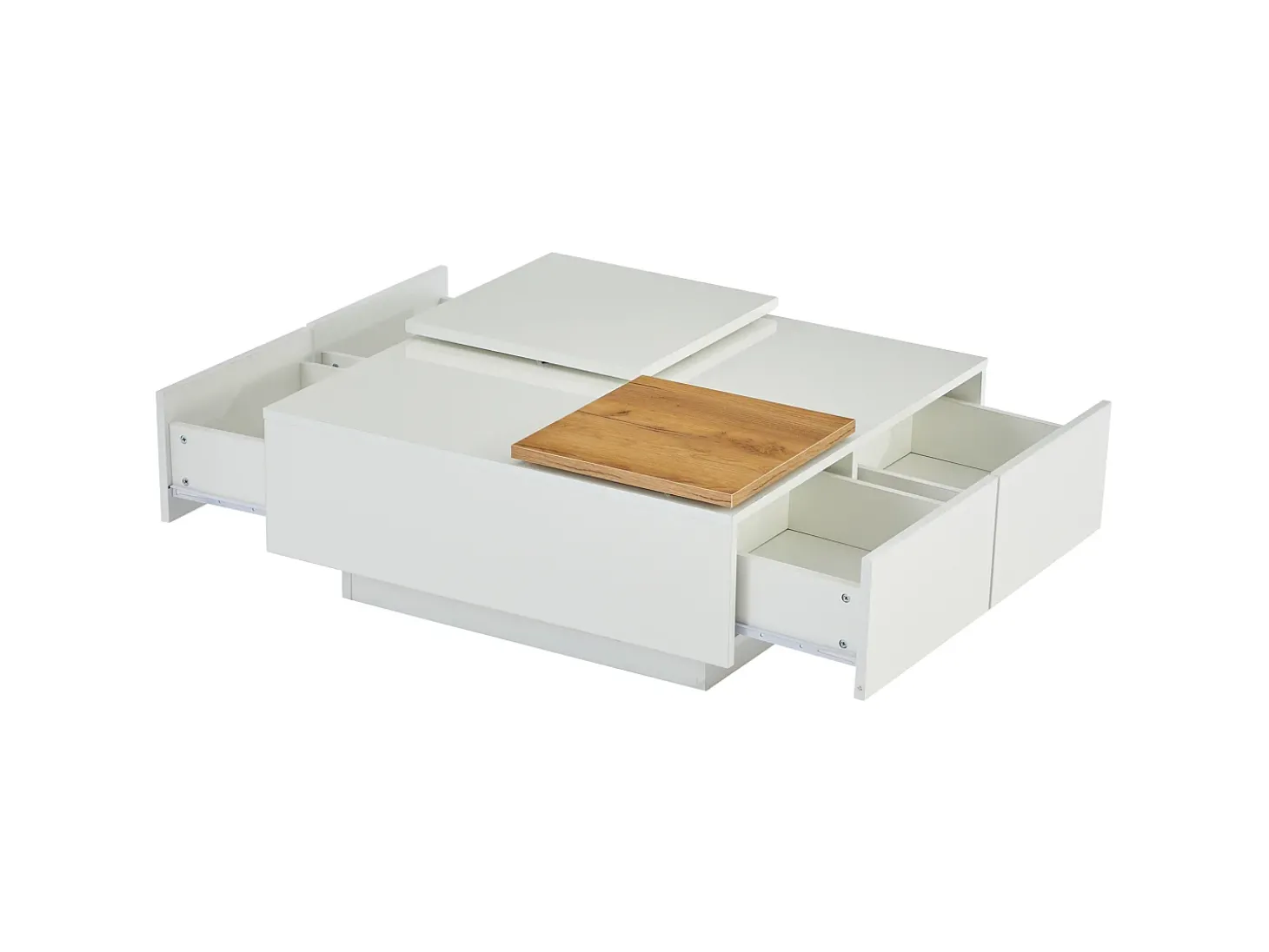 Mesa de centro quadrada 75x75x33,5cm - com 4 gavetas - Branco