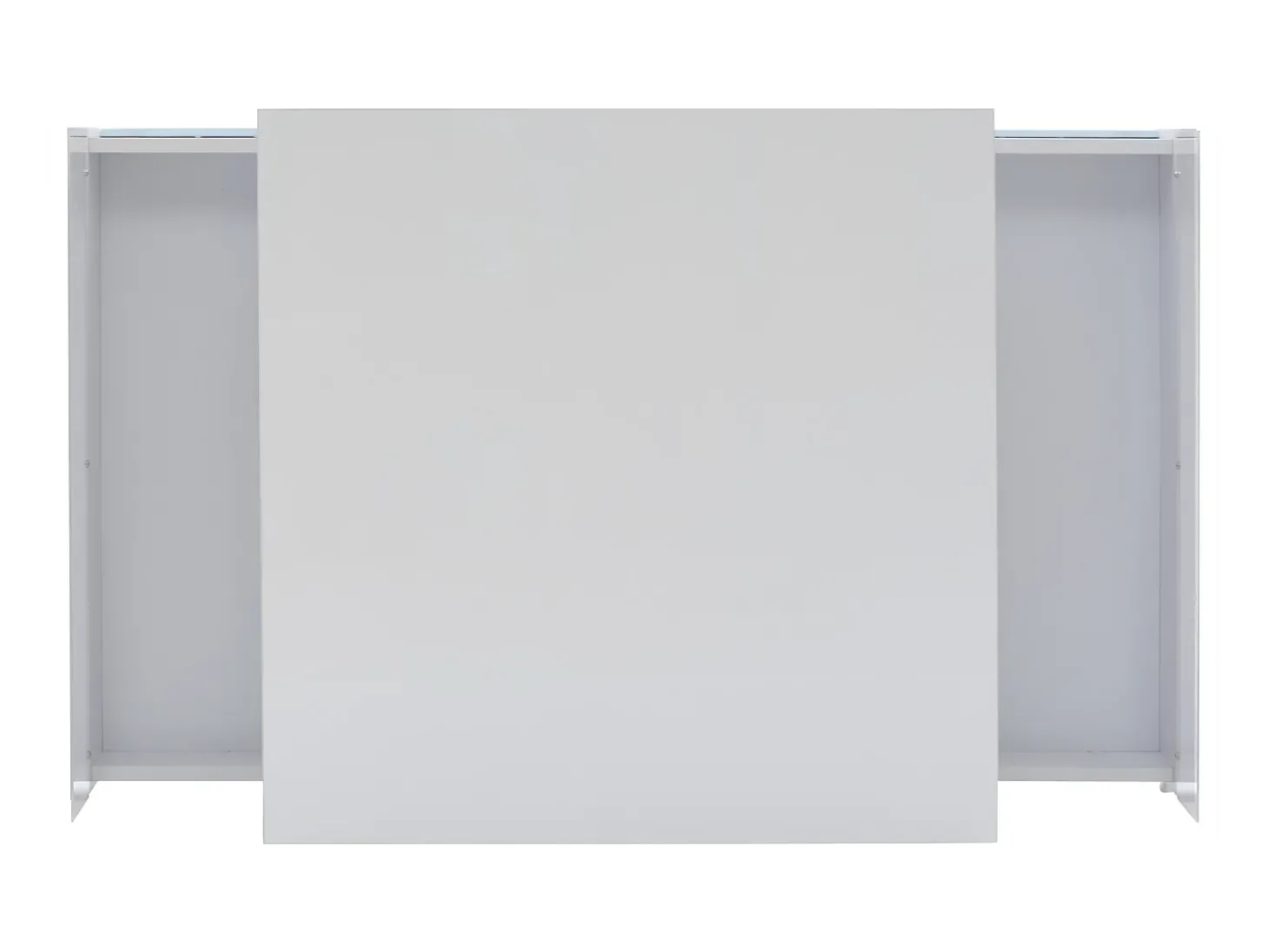 Mesa de centro quadrada 70x70x41cm com 2 gavetas e LED, corpo em laca branca brilhante