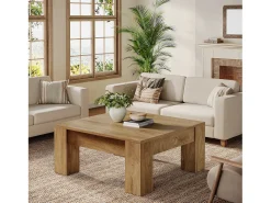 Mesa de Centro Quare, Mesa de Centro de Madeira Rustica de 100cm com Pernas Robustas