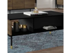 Mesa de centro Rani madeira e preto 45cm