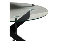 Mesa de centro redonda - Vidro temperado transparente - Metal preto - CHIARA