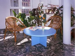 Mesa de centro redonda com tampo resistente em MDF de 3 cm azul Cornish 100 cm