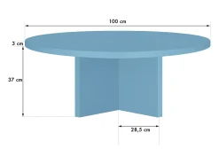 Mesa de centro redonda com tampo resistente em MDF de 3 cm azul Cornish 100 cm