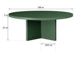 Mesa de centro redonda com tampo laminado de 3 cm verde Cedar 100 cm