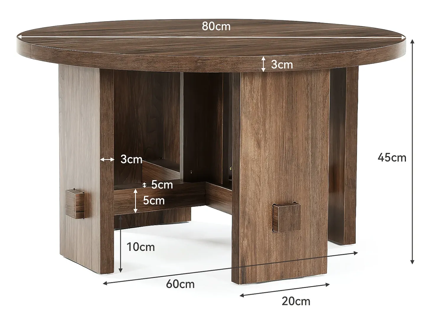 Mesa de Centro Redonda com Pédestal, Mesa de Centro Pequena Circular de 80cm