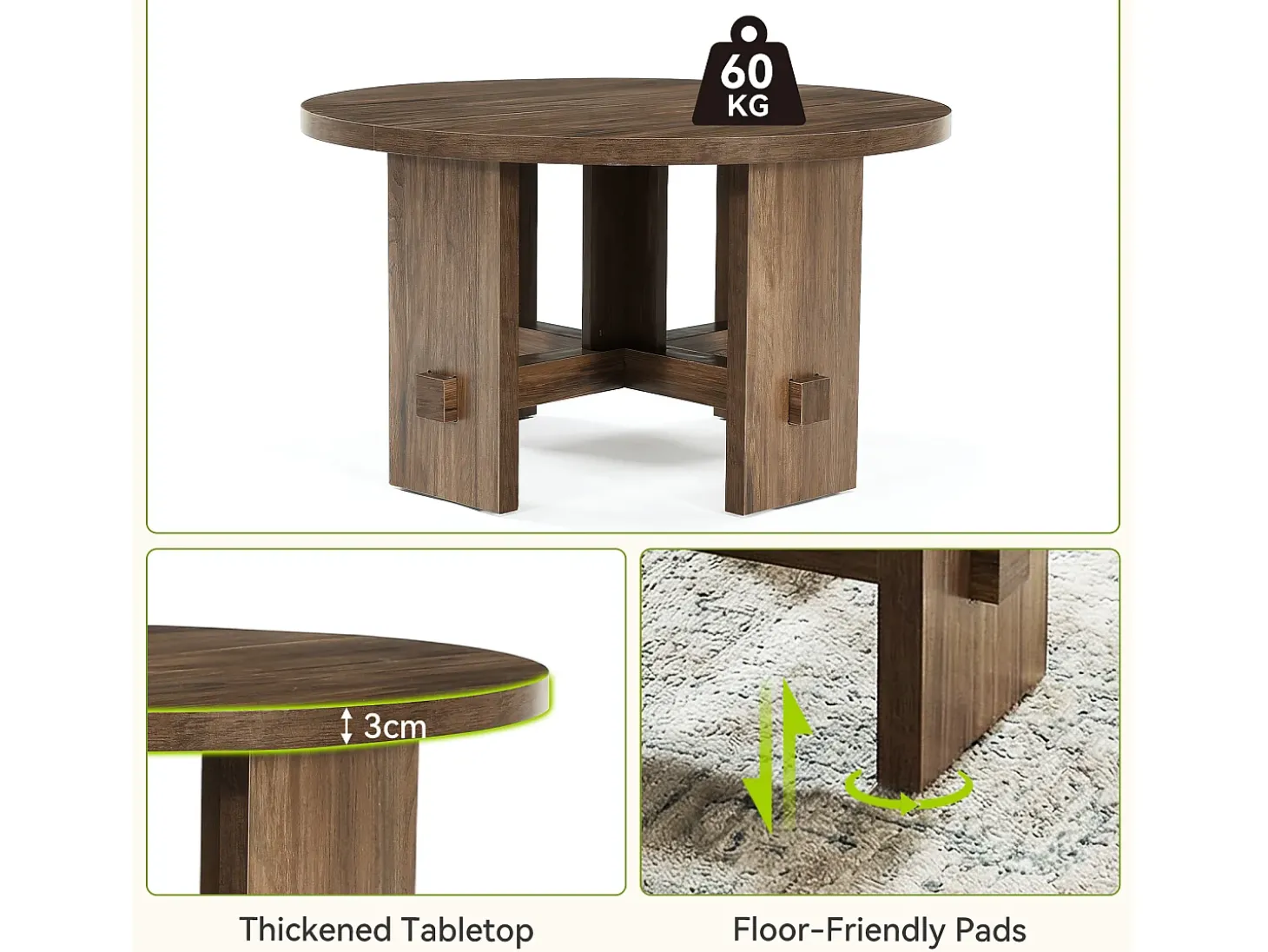 Mesa de Centro Redonda com Pédestal, Mesa de Centro Pequena Circular de 80cm