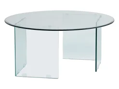 Mesa de centro redonda design em vidro temperado - Transparente - ADAMO