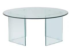 Mesa de centro redonda design em vidro temperado - Transparente - ADAMO